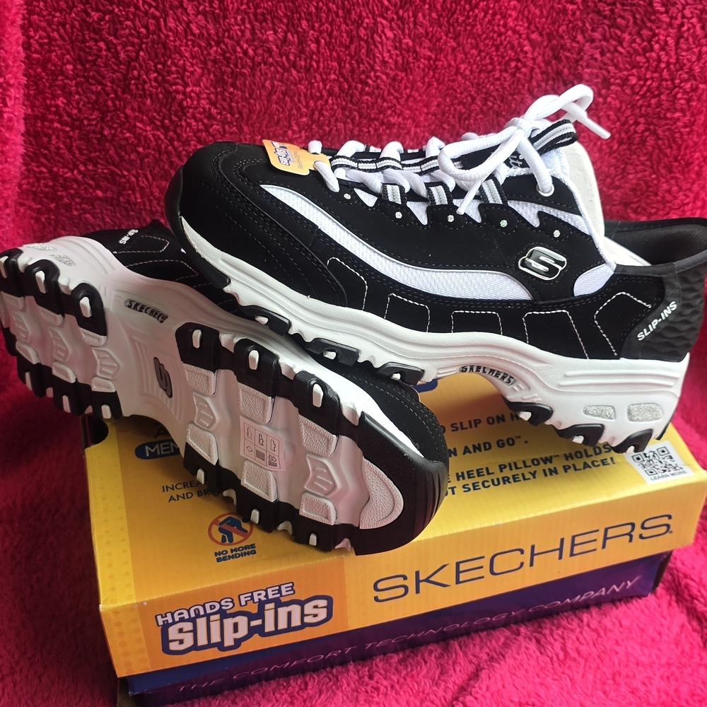 Skechers Black and White Slip-Ins Athletic Sneakers - Picture 7 of 8